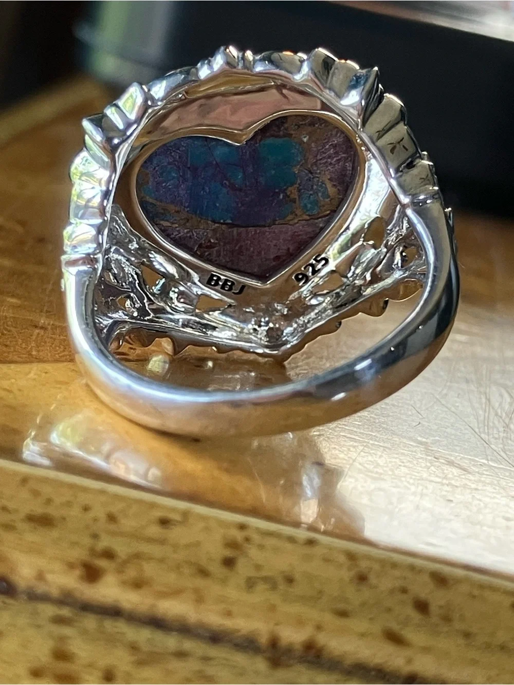 Spiny Oyster Turquoise Heart Ring Size 7.75